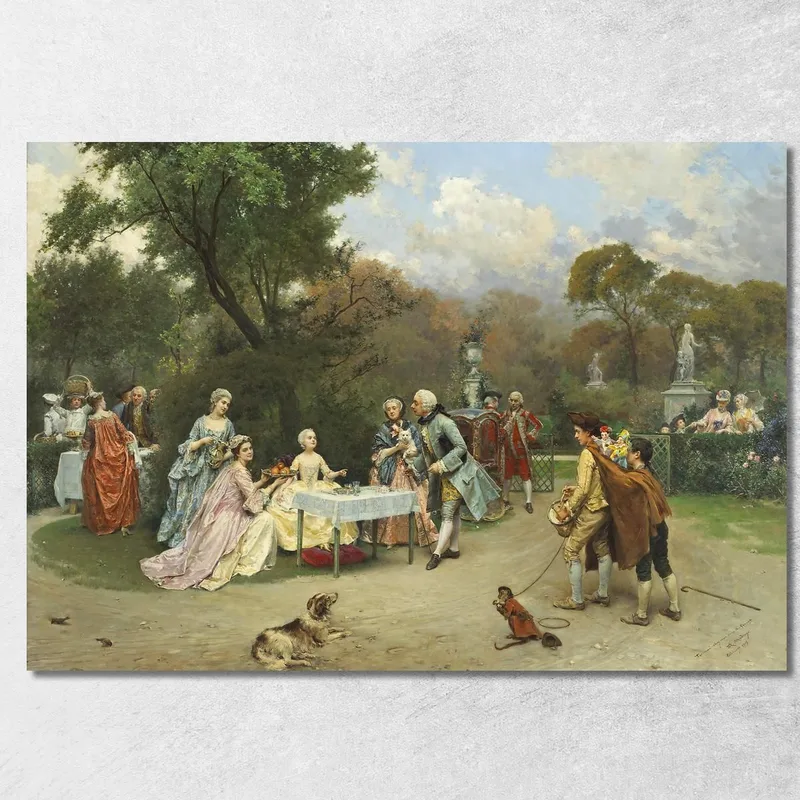 Principessa Nei Giardini Di Versailles Raimundo de Madrazo y Garreta quadro stampa su tela