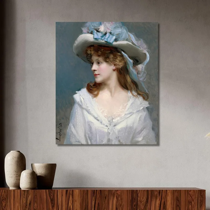 Donna In Bianco Raimundo de Madrazo y Garreta quadro stampa su tela
