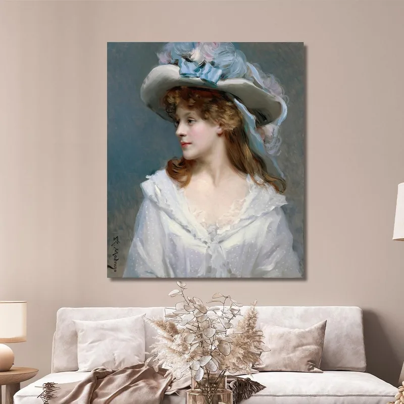Donna In Bianco Raimundo de Madrazo y Garreta quadro stampa su tela