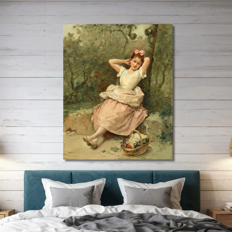 Giovane Ragazza Seduta Ai Piedi Di Un Albero Raimundo de Madrazo y Garreta quadro stampa su tela