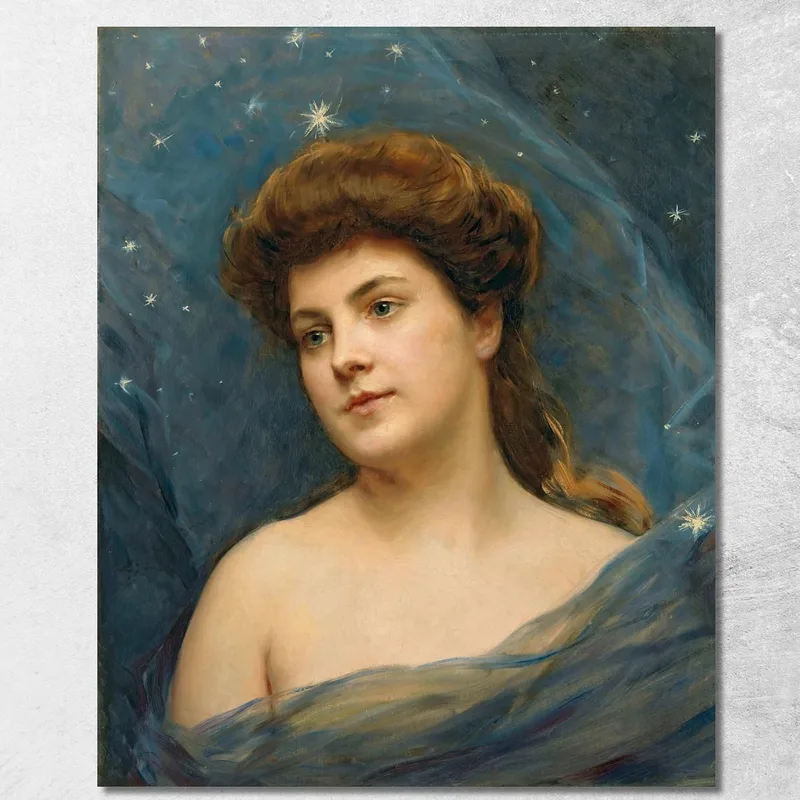Giovane Donna Circondata Da Stelle Raimundo de Madrazo y Garreta quadro stampa su tela
