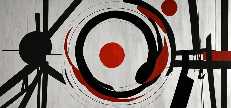 Quadro Forme Astratte Equilibrio Di Colori E Linee Rosso Nero E Grigio
