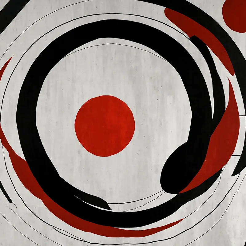 Quadro Forme Astratte Equilibrio Di Colori E Linee Rosso Nero E Grigio