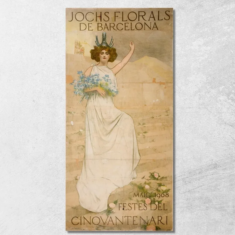 Jocs Florals Di Barcellona. Feste Del Cinquantenario Ramón Casas quadro stampa su tela