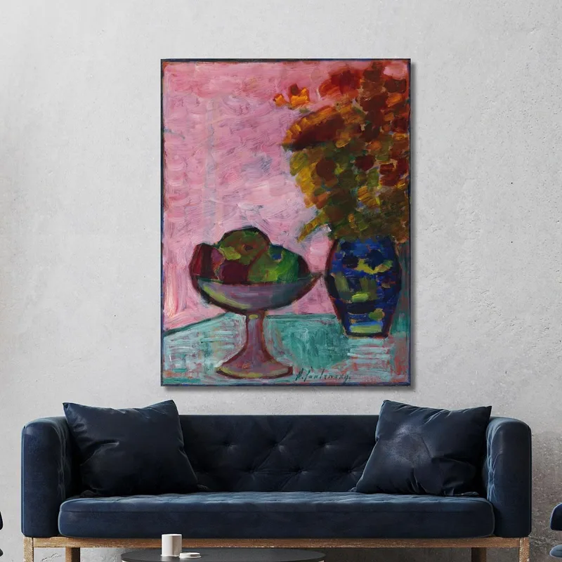 Stillleben Mit Fruchtschale Und Blumenvase Alexej von Jawlensky