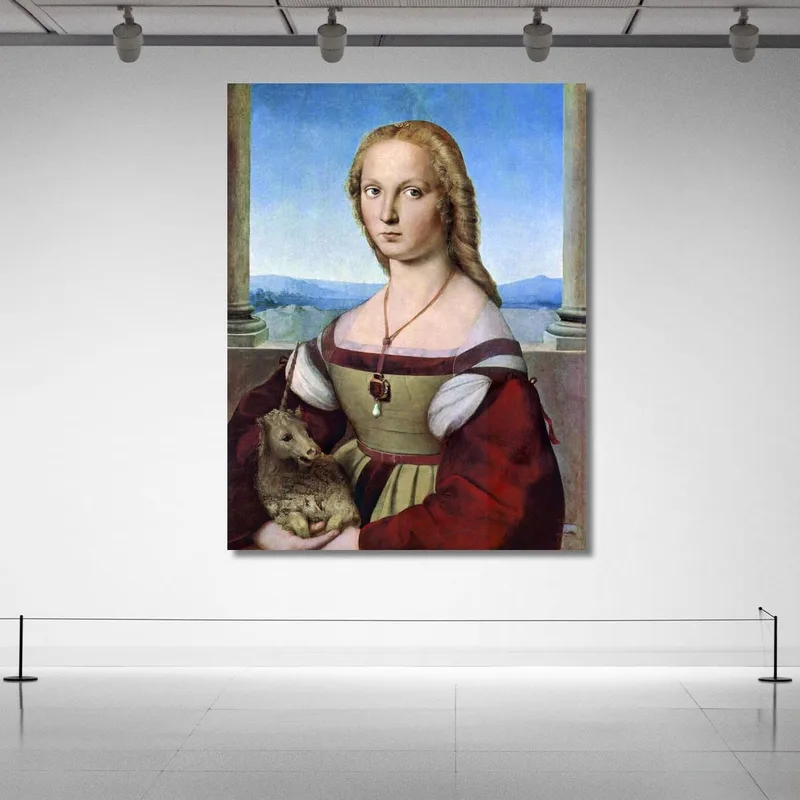Junge Frau Mit Einhorn Raphael