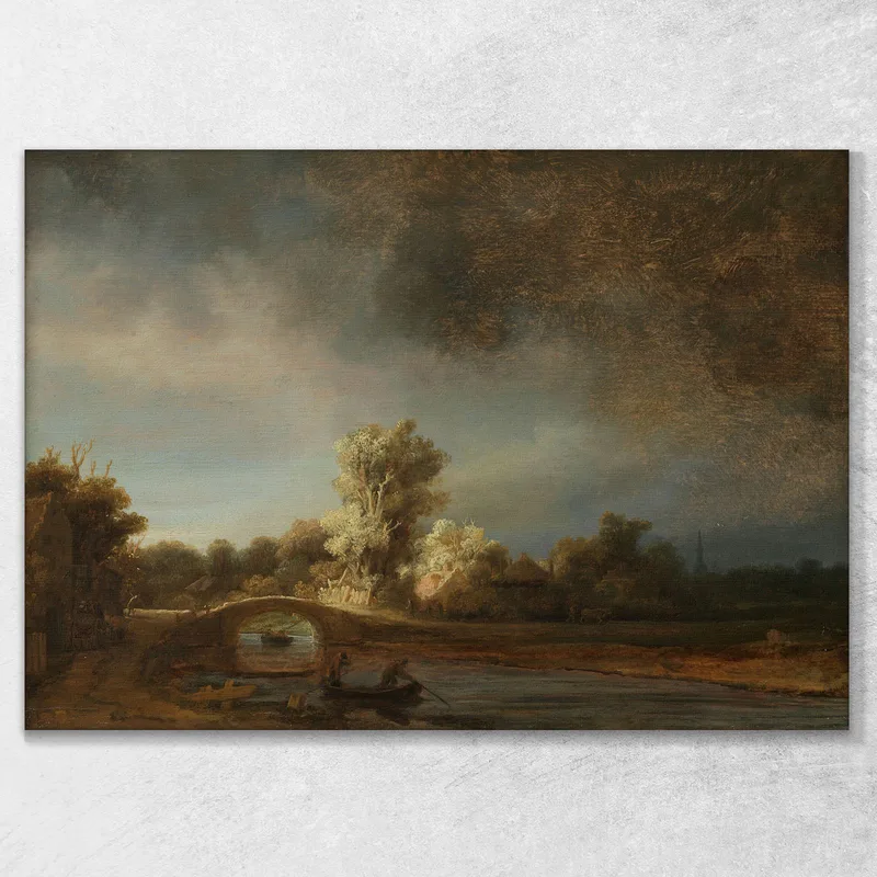 Landschaft Mit Steinbrücke Rembrandt van Rijn
