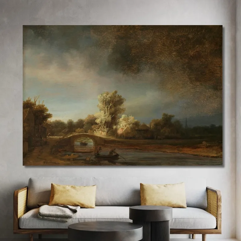 Landschaft Mit Steinbrücke Rembrandt van Rijn