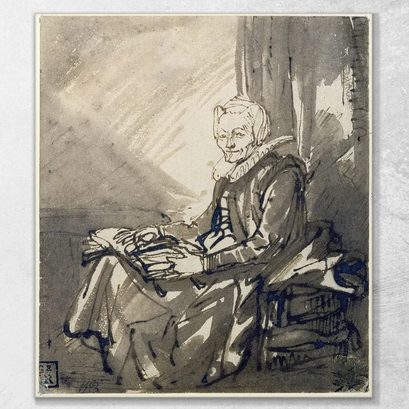 Seated Woman With An Open Book On Her Lap Rembrandt van Rijn
