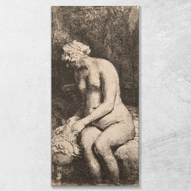 Femme Se Baignant Les Pieds Au Bord D’Un Ruisseau Rembrandt van Rijn