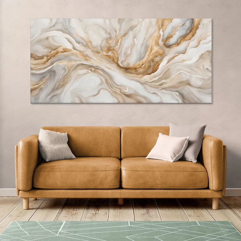 Marco De Formas Abstractas Ondas Beige Y Blancas.