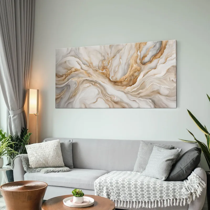 Marco De Formas Abstractas Ondas Beige Y Blancas.