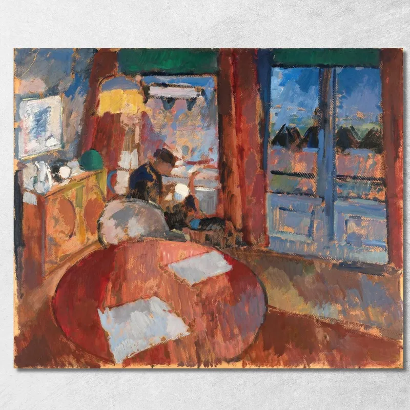 Interno Con Ricamatrice Rik Wouters quadro stampa su tela