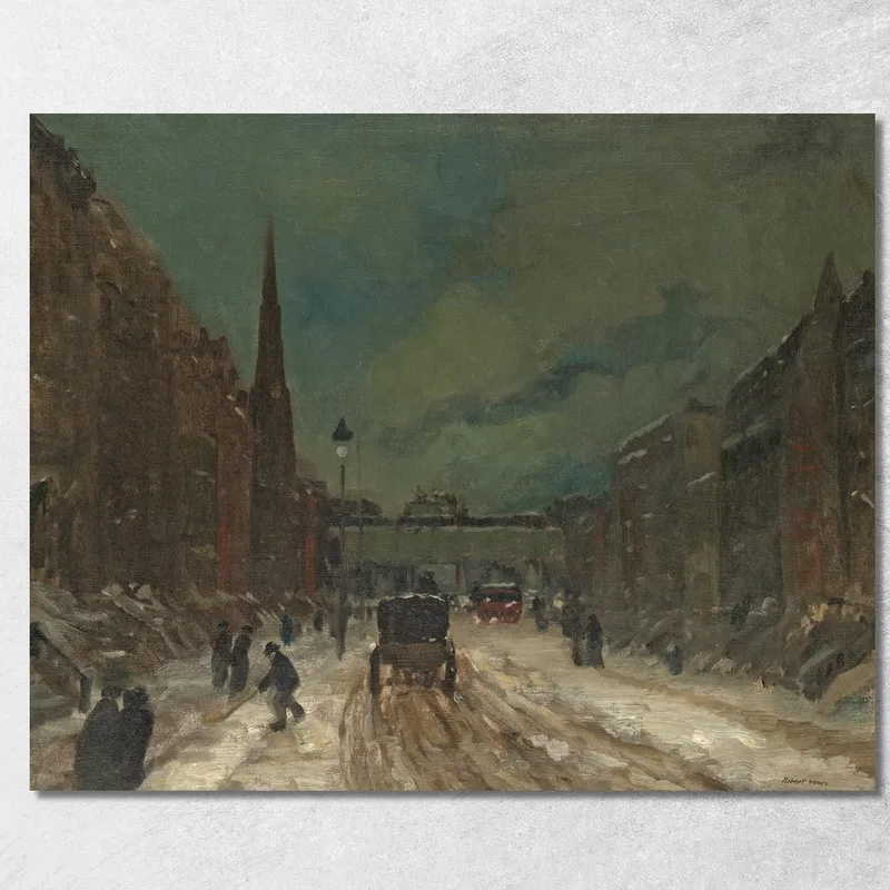 Scena Di Strada Con Neve, 57A Strada, New York. Robert Henri quadro stampa su tela
