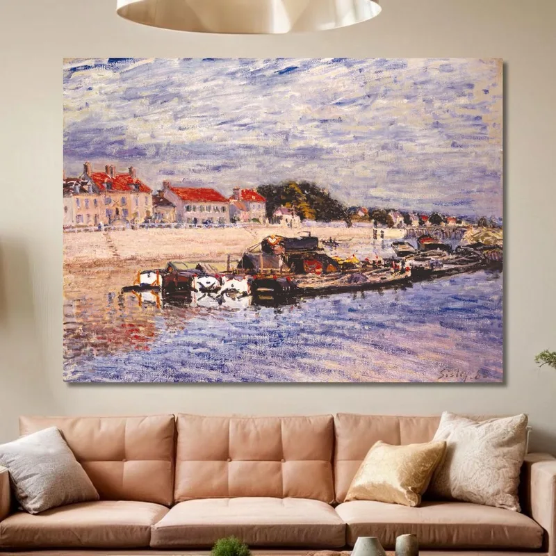 Barcazas En El Loing En Saint-Mammès Alfred Sisley