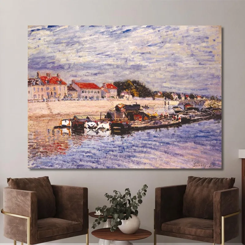 Barcazas En El Loing En Saint-Mammès Alfred Sisley