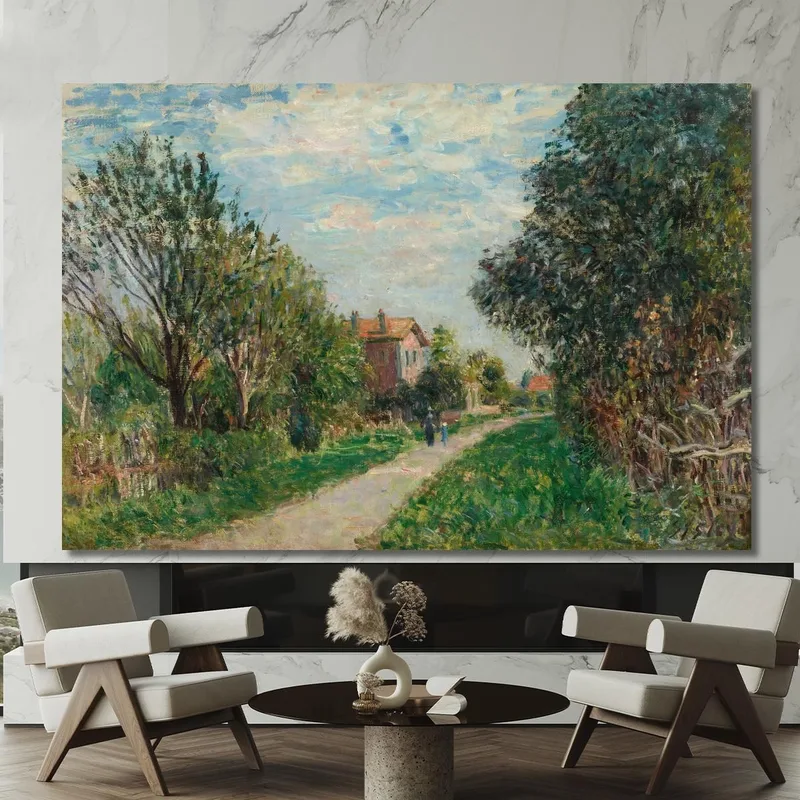 Mujer Y Niño En El Camino De Los Prados Sèvres Alfred Sisley