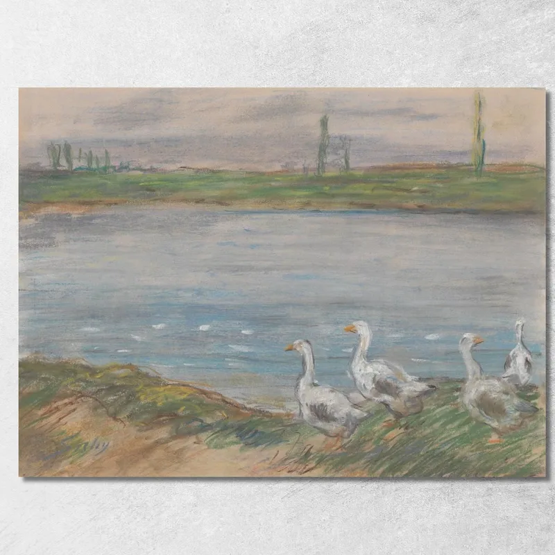 Cuatro Gansos Junto A Un Estanque Alfred Sisley cuadro en lienzo