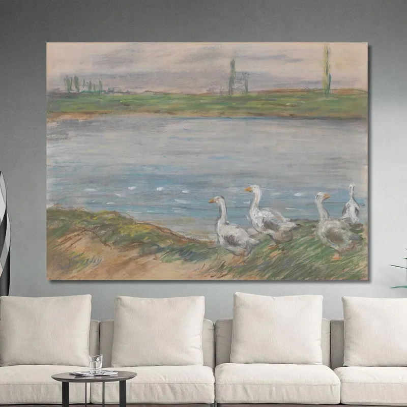 Cuatro Gansos Junto A Un Estanque Alfred Sisley