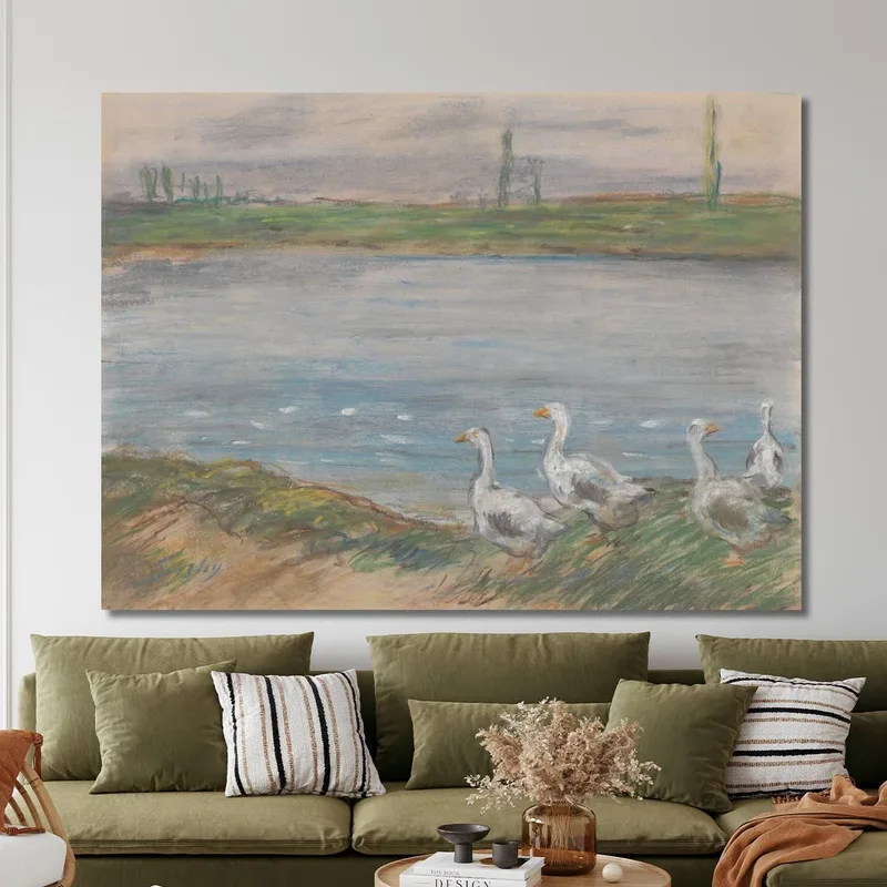 Cuatro Gansos Junto A Un Estanque Alfred Sisley