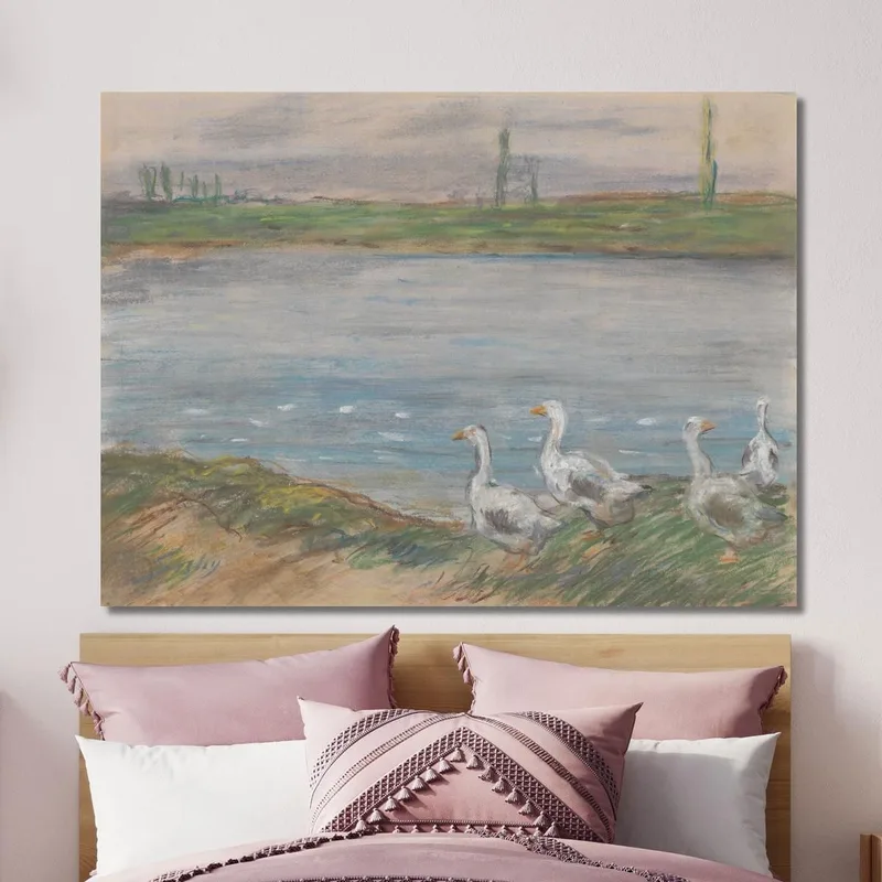 Cuatro Gansos Junto A Un Estanque Alfred Sisley