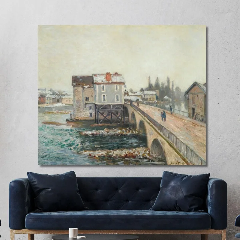 El Puente De Moret Y Los Molinos / Efecto De Invierno Alfred Sisley