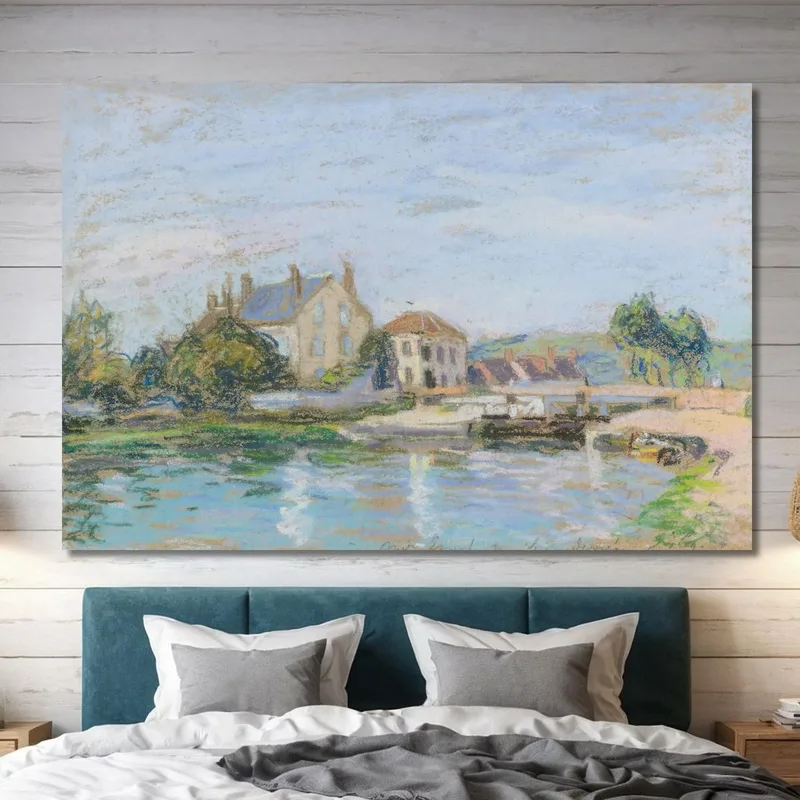 Häuser Am Ufer Der Schleuse Von La Gazonne Alfred Sisley