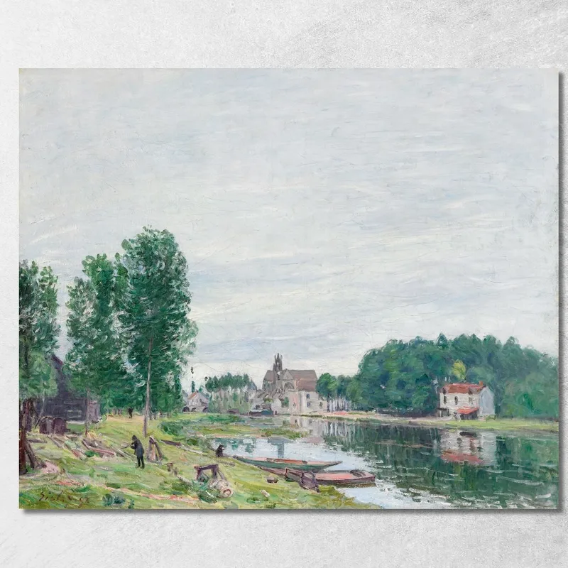 Il Cantiere Navale Matrat A Moret-Sur-Loing, Tempo Piovoso Alfred Sisley quadro stampa su tela