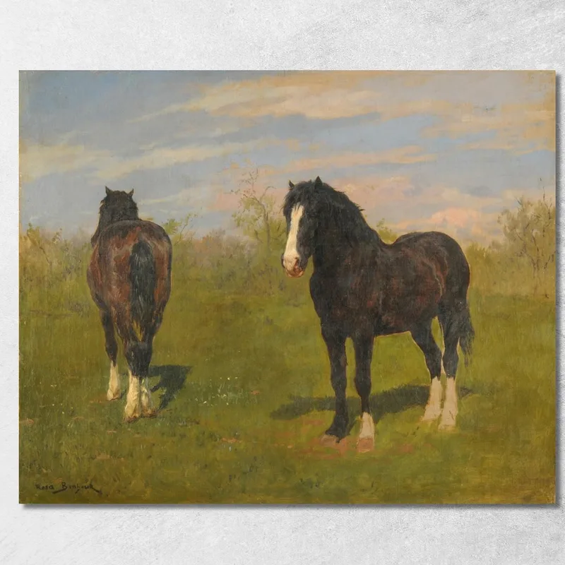 Caballos Pastando Rosa Bonheur cuadro en lienzo