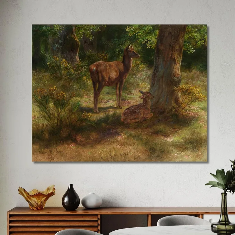 Hirsche Und Raubtiere In Einem Wald Rosa Bonheur