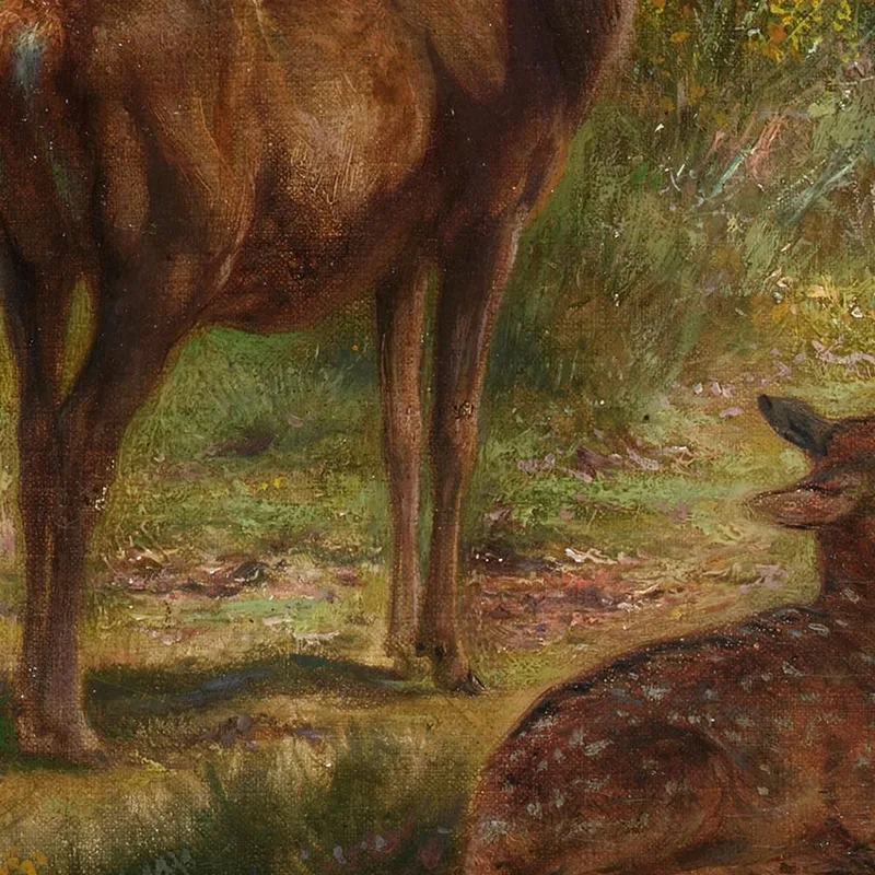 Hirsche Und Raubtiere In Einem Wald Rosa Bonheur