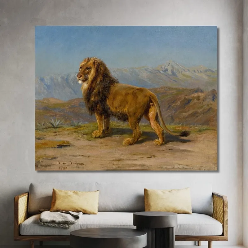León En Un Paisaje Montañoso Rosa Bonheur