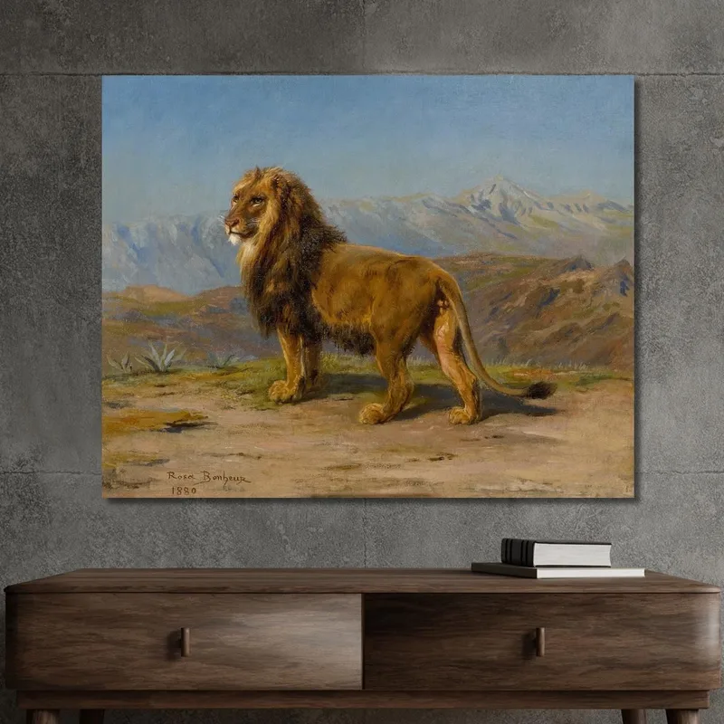 León En Un Paisaje Montañoso Rosa Bonheur