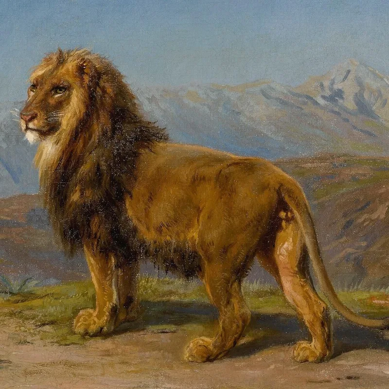 León En Un Paisaje Montañoso Rosa Bonheur
