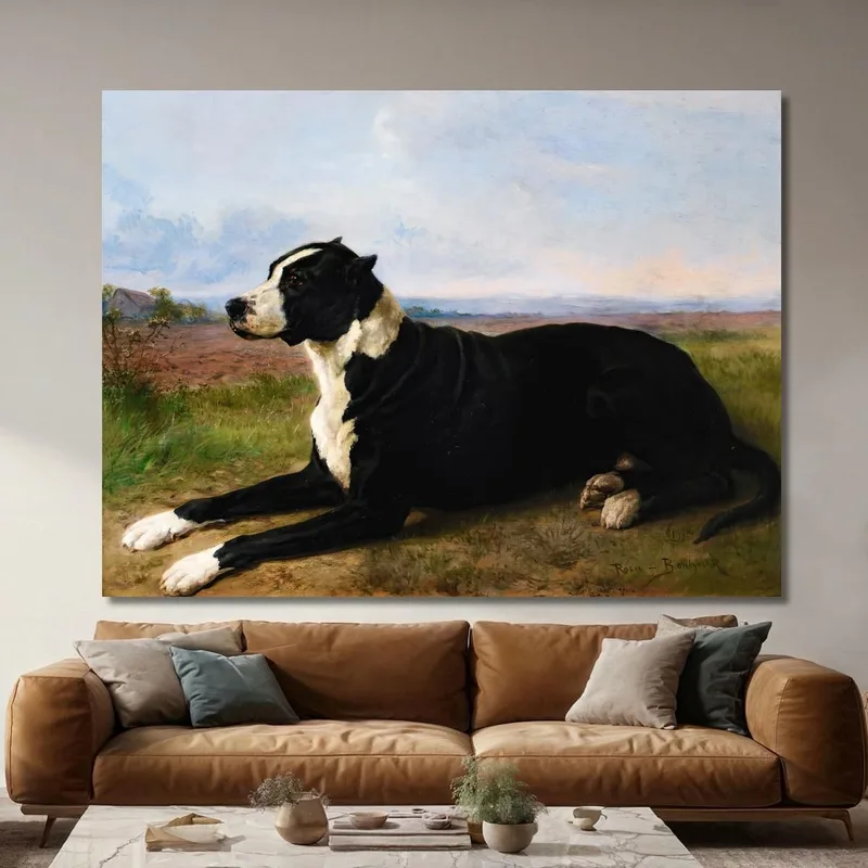 Retrato De Un Mastín-Labrador En Un Paisaje Rosa Bonheur