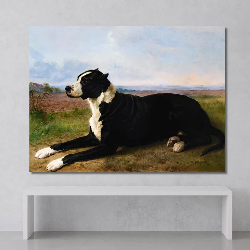 Retrato De Un Mastín-Labrador En Un Paisaje Rosa Bonheur