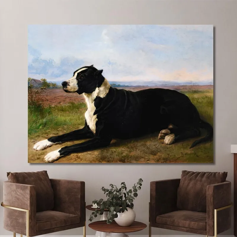 Retrato De Un Mastín-Labrador En Un Paisaje Rosa Bonheur