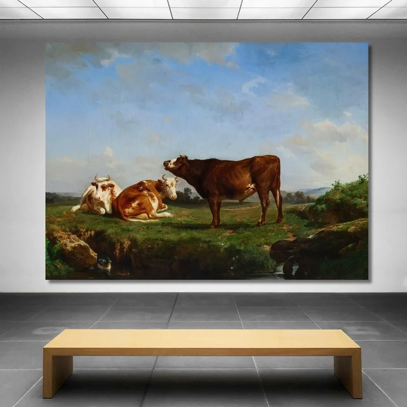 Tres Vacas En El Pasto Rosa Bonheur