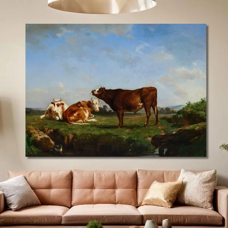 Tres Vacas En El Pasto Rosa Bonheur