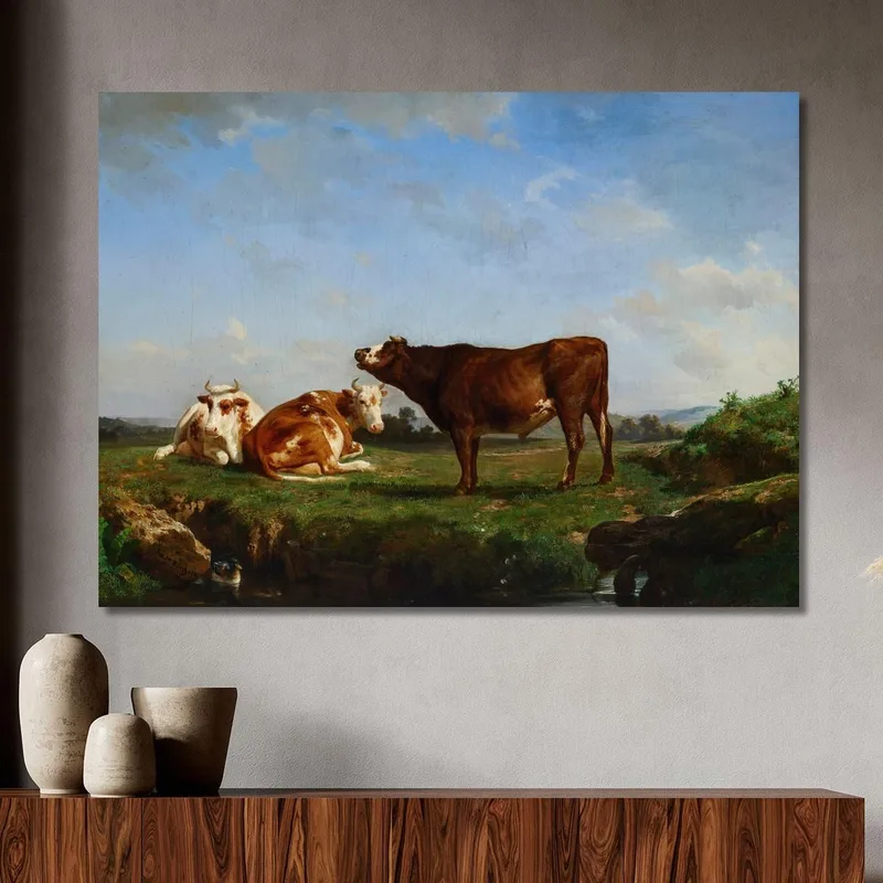 Tres Vacas En El Pasto Rosa Bonheur