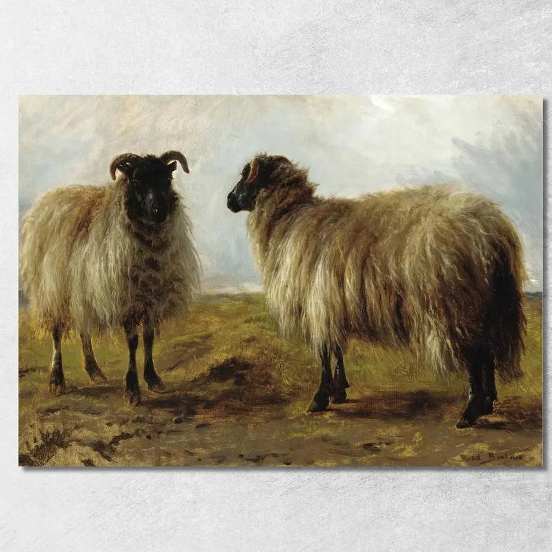 Deux Béliers Dans Un Paysage Rosa Bonheur tableau impression sur toile
