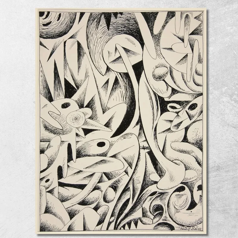 Forme Astratte Senza Titolo 8 Rudolf Bauer quadro stampa su tela