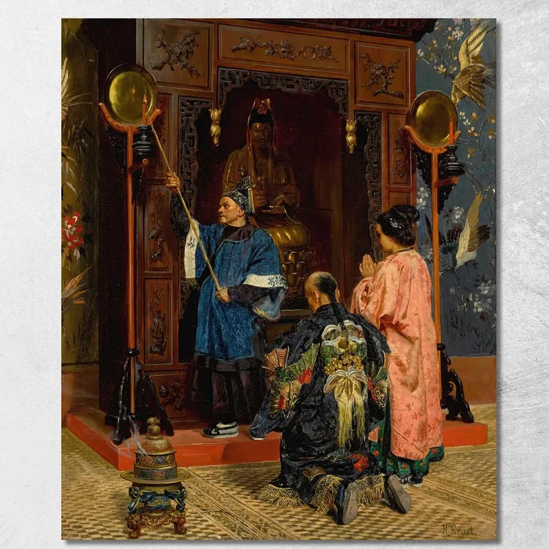 Fieles En Un Santuario Budista Rudolf Ernst cuadro en lienzo