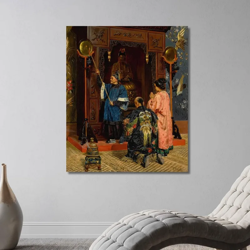 Fedeli In Preghiera Presso Un Santuario Buddhista Rudolf Ernst