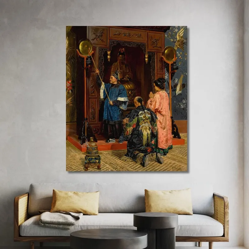 Fedeli In Preghiera Presso Un Santuario Buddhista Rudolf Ernst