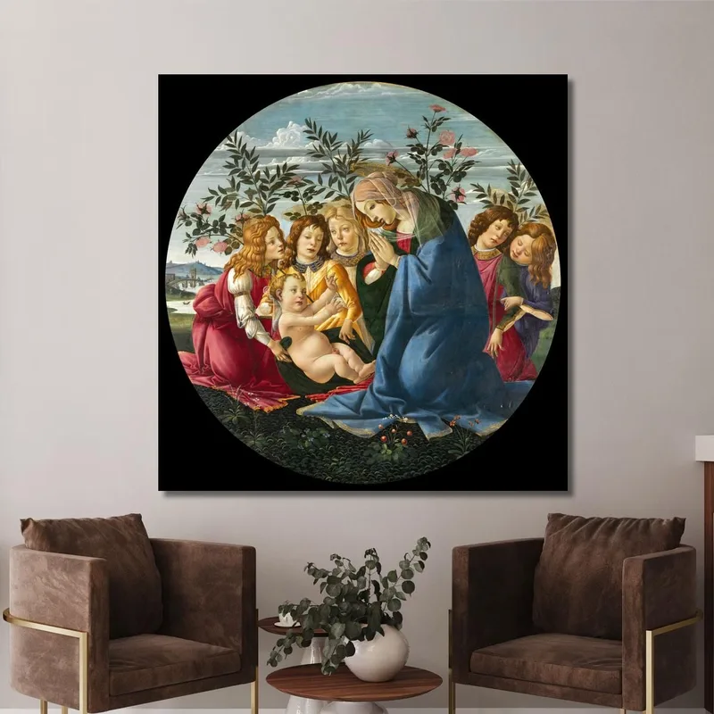 Madone Adorant L'Enfant Avec Cinq Anges Sandro Botticelli