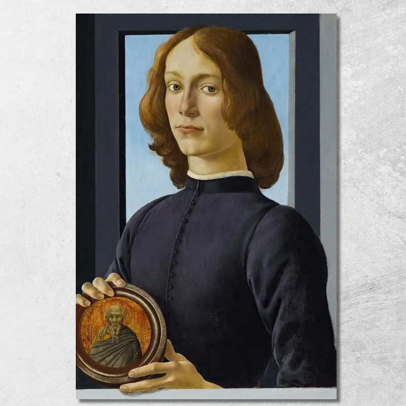 Ritratto Di Giovane Uomo Con In Mano Un Tondo Sandro Botticelli quadro stampa su tela