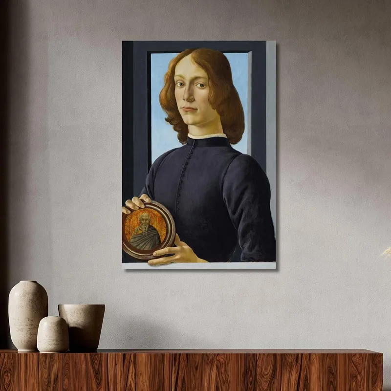 Ritratto Di Giovane Uomo Con In Mano Un Tondo Sandro Botticelli
