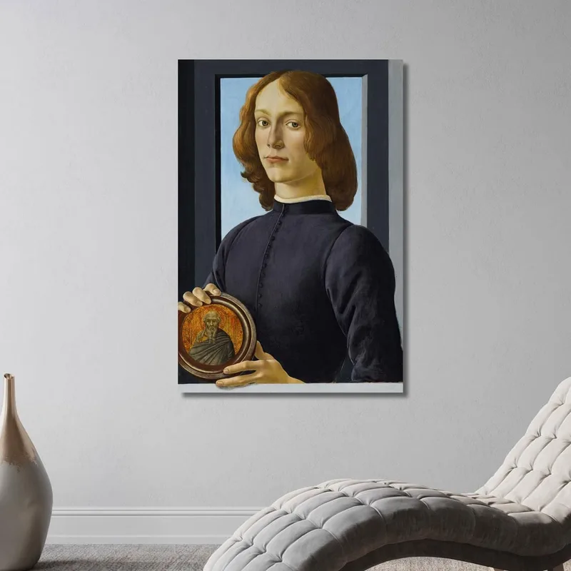 Ritratto Di Giovane Uomo Con In Mano Un Tondo Sandro Botticelli