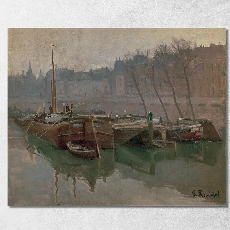 Barche Sulla Senna Santiago Rusiñol quadro stampa su tela